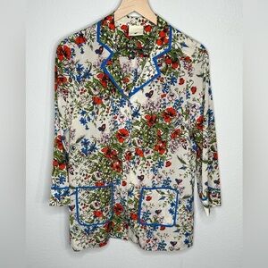 Heartmade Julie Fagerholt Silk Floral Pajama Blouse Size 34